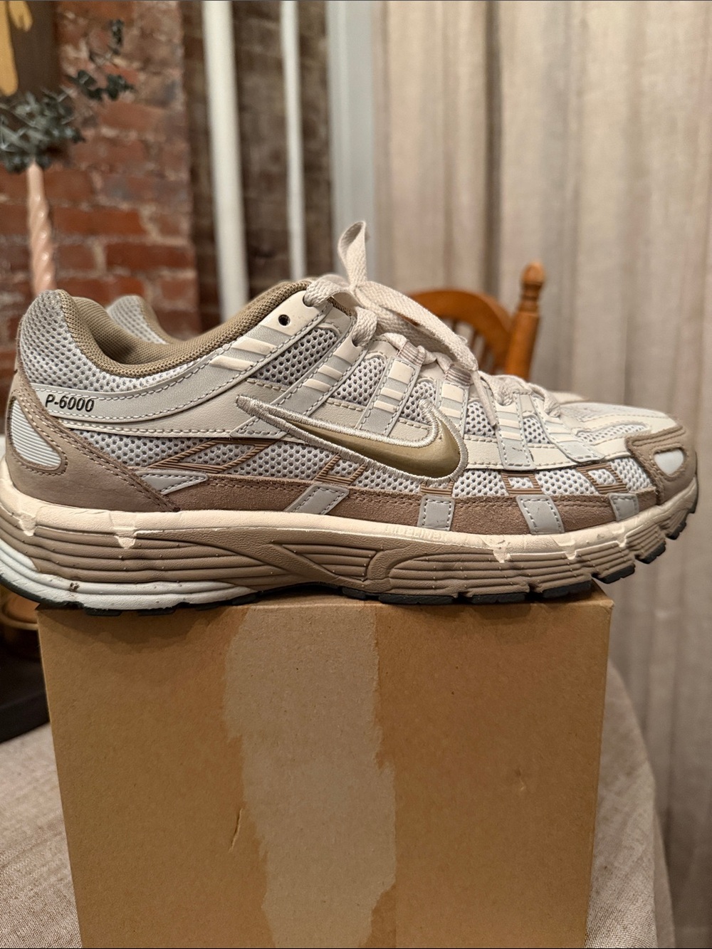 Nike Men's P-6000 Sneakers in Beige and White
